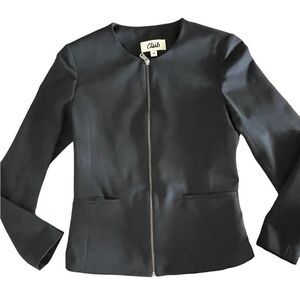 Beymen club black zip up tailored jacket very chic sharp looking blazer sz 6